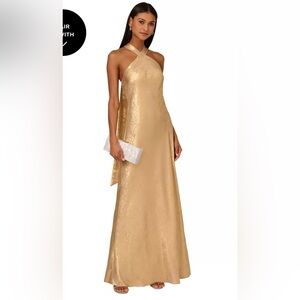 Adrianna Papell Strapless Gold Gown